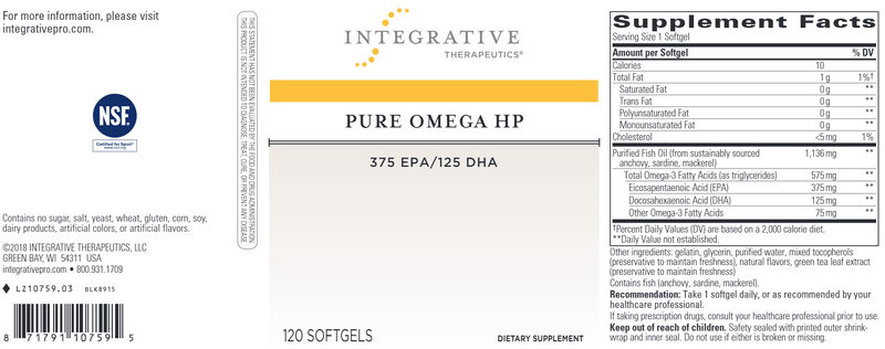 Pure Omega HP - High Potency Fish Oil (Integrative Therapeutics) Label