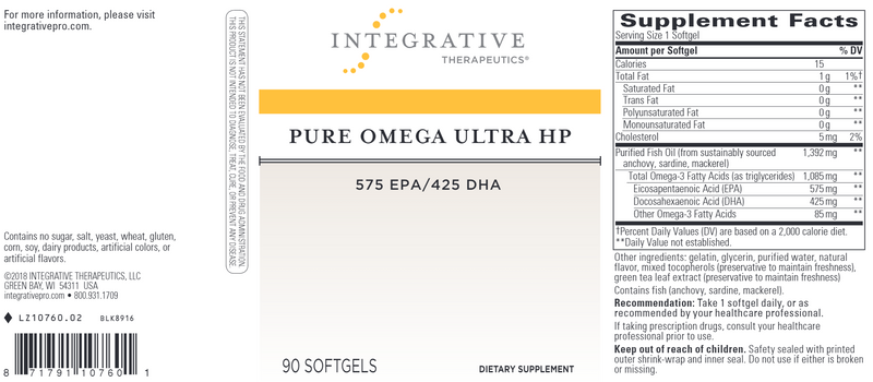 Pure Omega Ultra HP - Ultra High Potency Fish Oil (Integrative Therapeutics) Label