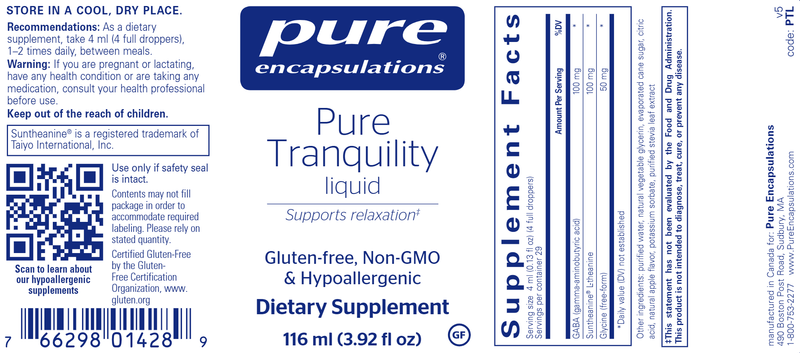 Pure Tranquility Liquid 116 ml (Pure Encapsulations) label