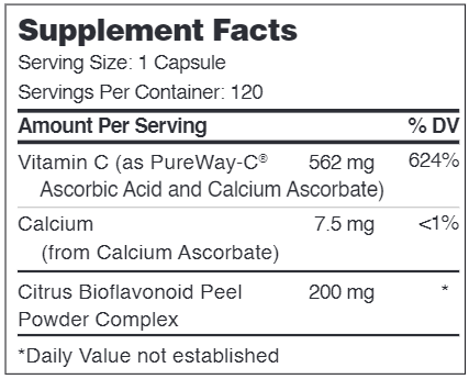 PureWay-C 500 mg (Advanced Nutrition by Zahler) Supplement Facts