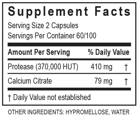 PureZyme 120 caps (Transformation Enzyme) Supplement Facts