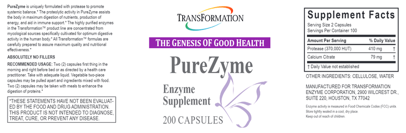 PureZyme (Transformation Enzyme) 200ct Label