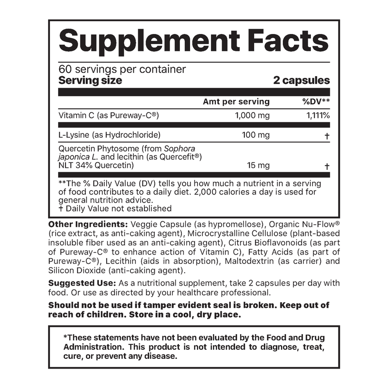 Pureway-C+Lysine (Jigsaw Health) Supplement Facts