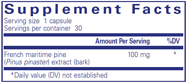 Pycnogenol 100 mg 30 caps (Pure Encapsulations) supplement facts