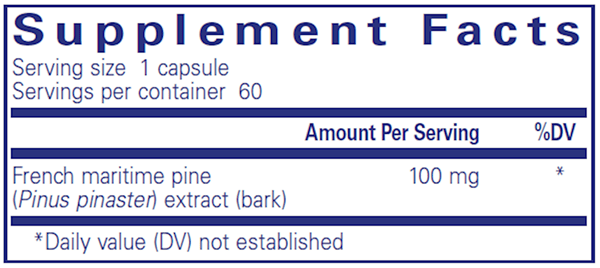 Pycnogenol 100 mg 60 caps (Pure Encapsulations) supplement facts