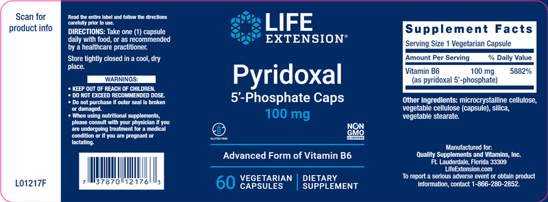 Pyridoxal 5'-Phosphate Caps (Life Extension) Label