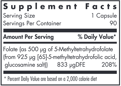 QuatreActiv® Folate (Allergy Research Group) supplement facts