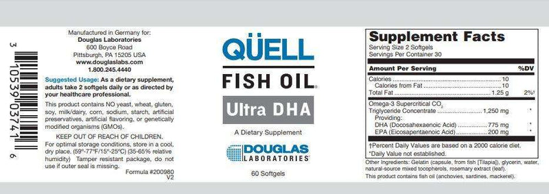 Quell Fish Oil Ultra DHA Douglas Labs Label
