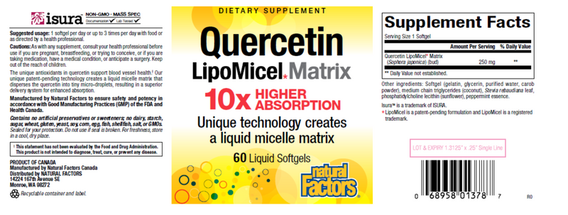 Quercetin LipoMicel Matrix (Natural Factors) Label