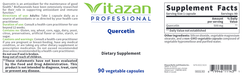 Quercetin (Vitazan Pro) Label