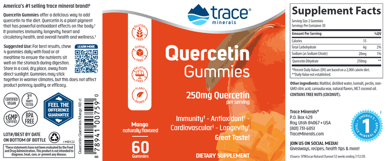 Quercetin Gummies Trace Minerals Research label