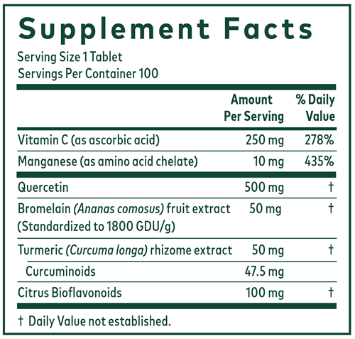 quercetin synergy 500 gaia herbs pro supplement facts