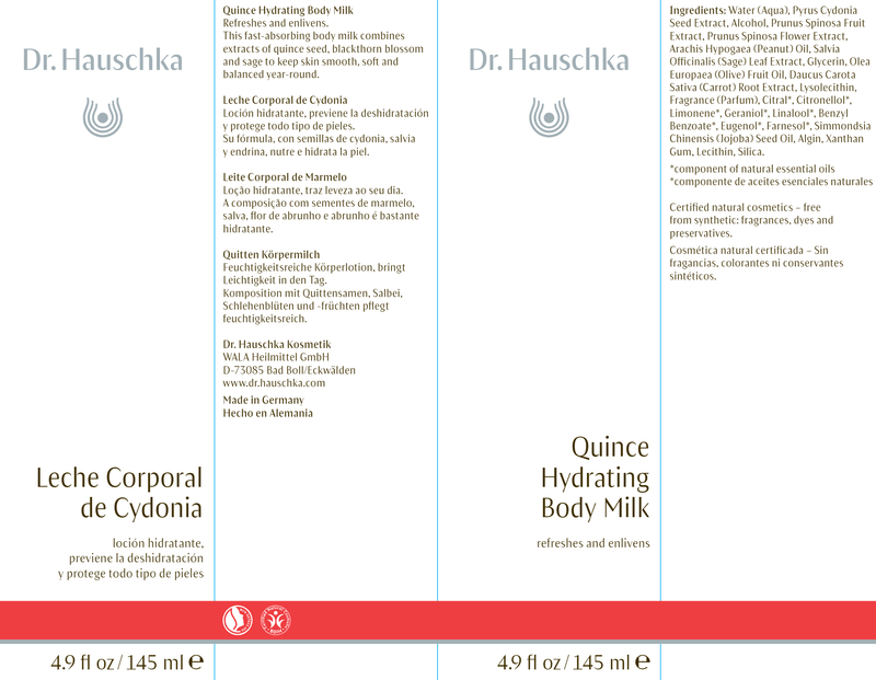 Quince Hydrating Body Milk (Dr. Hauschka Skincare) Label