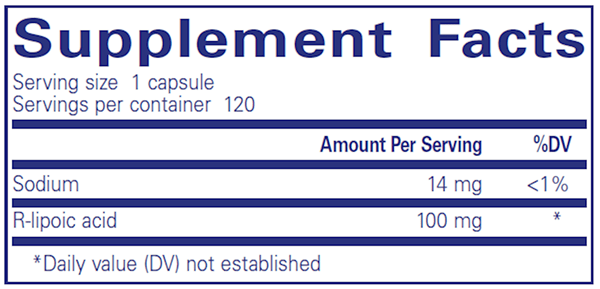 R-Lipoic Acid (stabilized) 120 caps (Pure Encapsulations) supplement facts