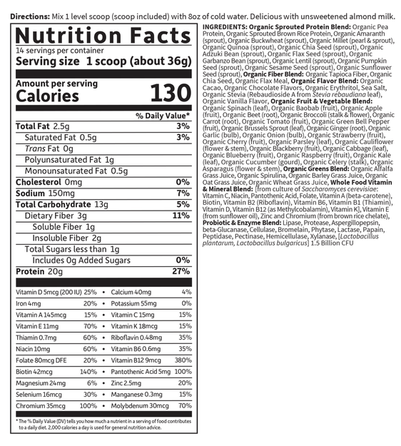 RAW Organic Meal Chocolate (Garden of Life) Nutrition Facts