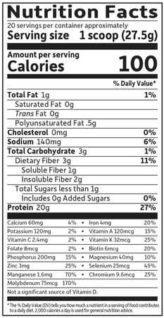 RAW Protein and Greens Vanilla (Garden of Life) Nutrition Facts