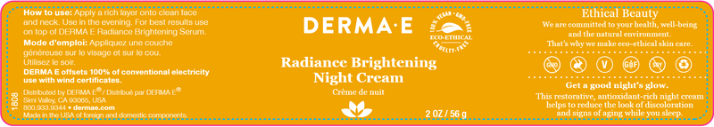 Radiance Brightening Night Cream (DermaE) Label
