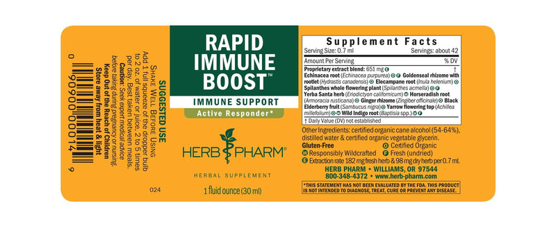 Rapid Immune Boost Compound label Herb Pharm