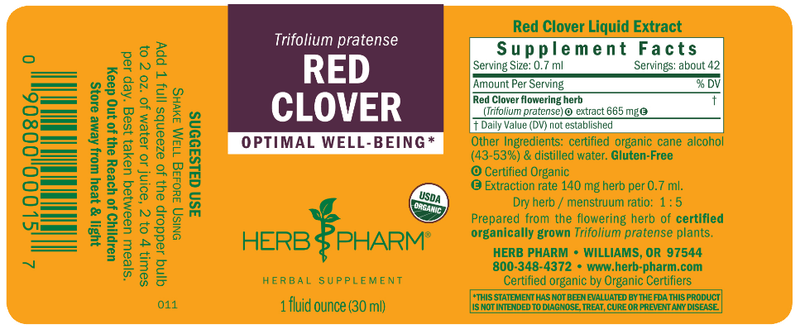 Red Clover label Herb Pharm
