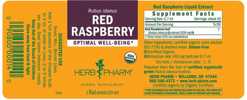 DISCONTINUED - Red Raspberry/Rubus idaeus (Herb Pharm)