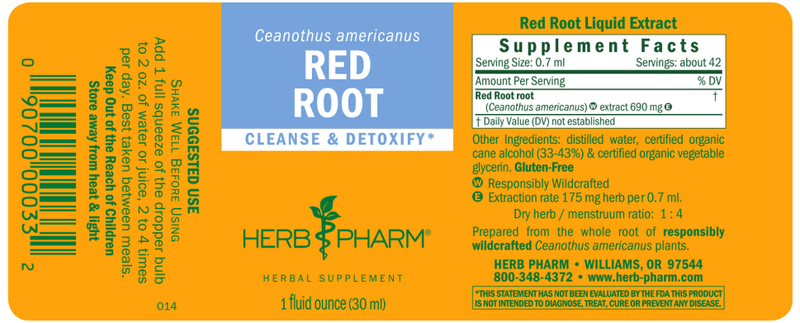 Red Root label Herb Pharm