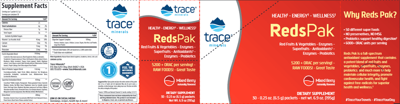 RedsPak Trace Minerals Research label