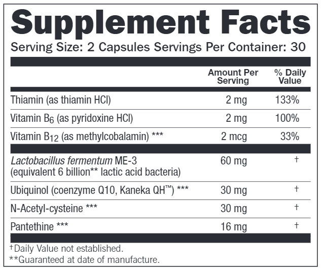 BACKORDER ONLY - Reg'Activ Cardio & Wellness Supplement Facts Label
