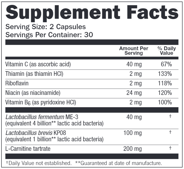BACKORDER ONLY - Reg'Activ Immune & Vitality Supplement Facts Label