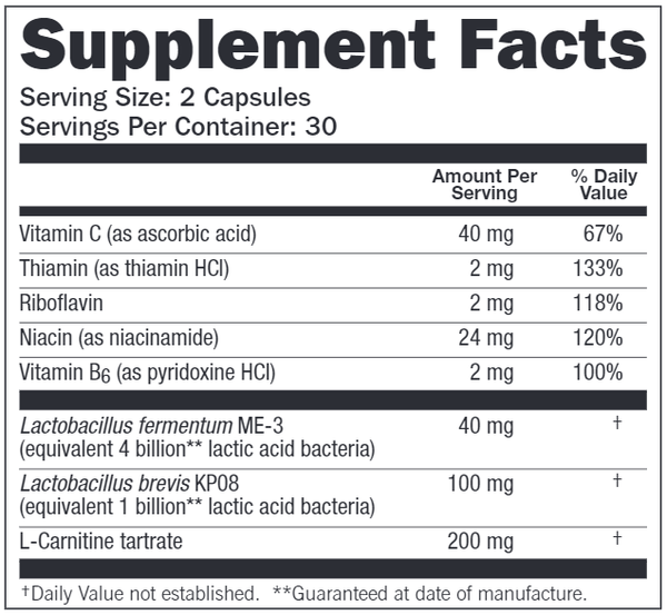 BACKORDER ONLY - Reg'Activ Immune & Vitality Supplement Facts Label
