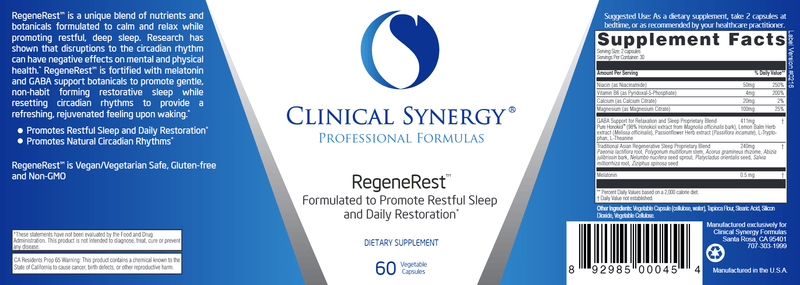 RegeneRest (Clinical Synergy) Label