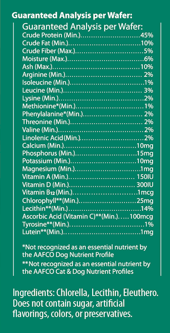 Rejuv-A-Wafer (Sun Chlorella USA) Ingredients