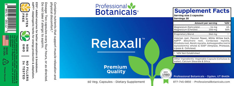 Relax All (Professional Botanicals) Label