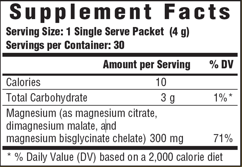 Relax + Calm Magnesium Powder-Raspberry Lemonade Packets (MegaFood) Supplement Facts
