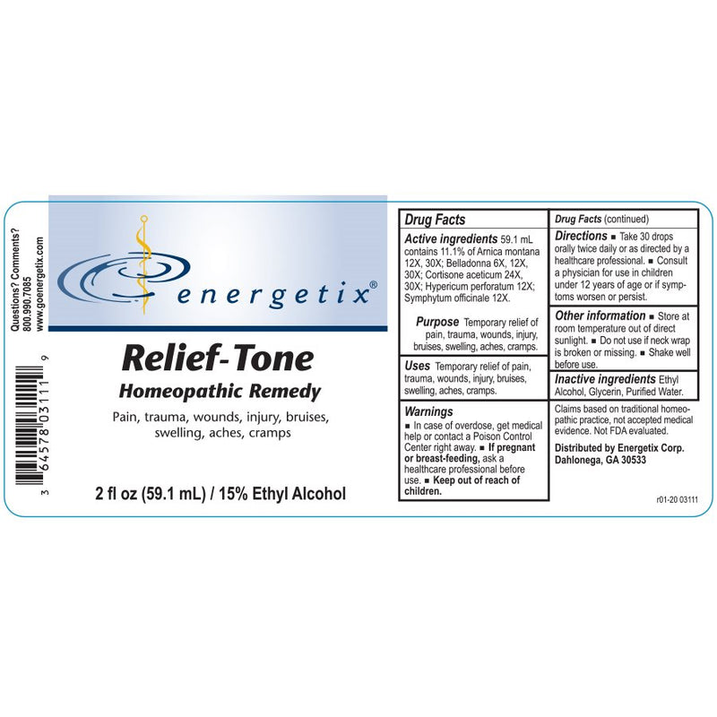 Relief-Tone 2 oz (Energetix) Label