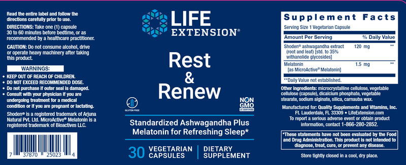 rest & renew life extension label