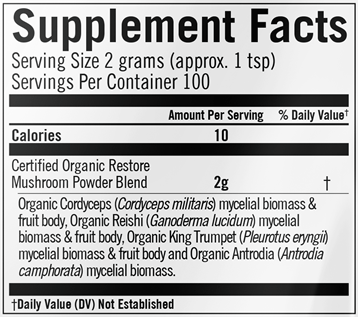 Restore (Om Mushrooms) 200g supplement facts