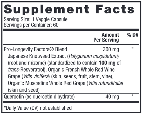 Resveratrol 100 mg (Reserveage) Supplement Facts