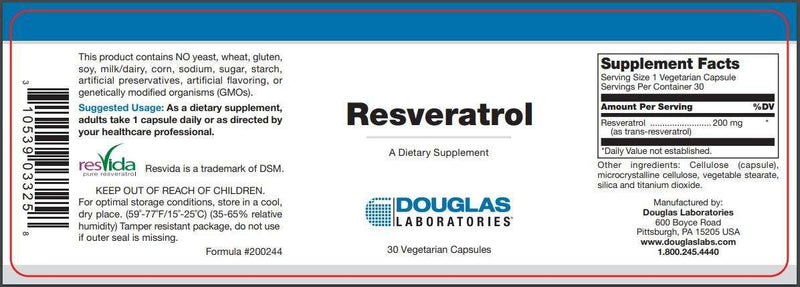 Resveratrol Douglas Labs Label