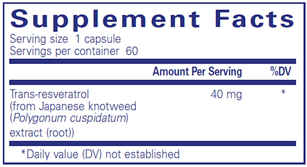 Resveratrol 60 caps (Pure Encapsulations) supplement facts