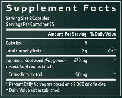 Resveratrol 150 (Gaia Herbs) supplement facts