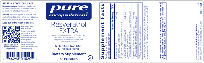 Resveratrol EXTRA 60 caps (Pure Encapsulations) label