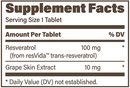 resveratrol (endurance product company) supplement facts