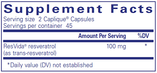 Resveratrol VESIsorb (Pure Encapsulations) supplement facts