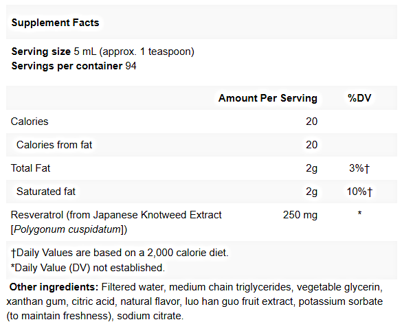 resvero-xl active apex energetics supplement facts