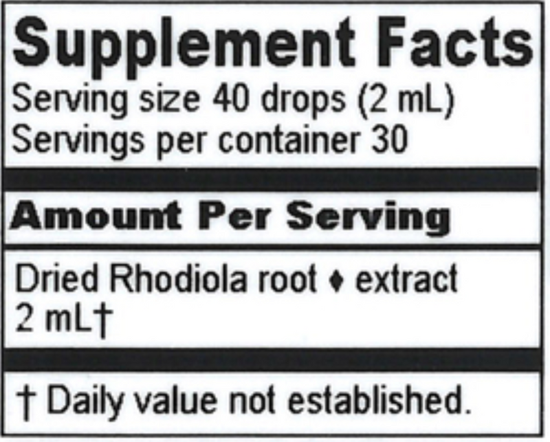 Rhodiola Extract (Herbalist Alchemist) Supplement Facts