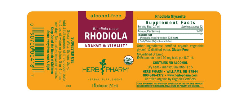 Rhodiola Glycerite label Herb Pharm