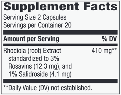 Rhodiola Energy* (Nature's Way) Supplement Facts