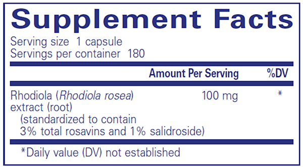 Rhodiola Rosea 180 caps (Pure Encapsulations) supplement facts