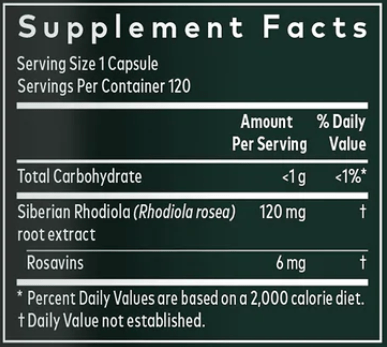 rhodiola rosea gaia herbs supplement facts