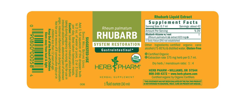 Rhubarb label | Herb Pharm